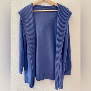 Cyrus Women's Cornflower Open Front Long Sleeve Hooded Cardigan Sweater